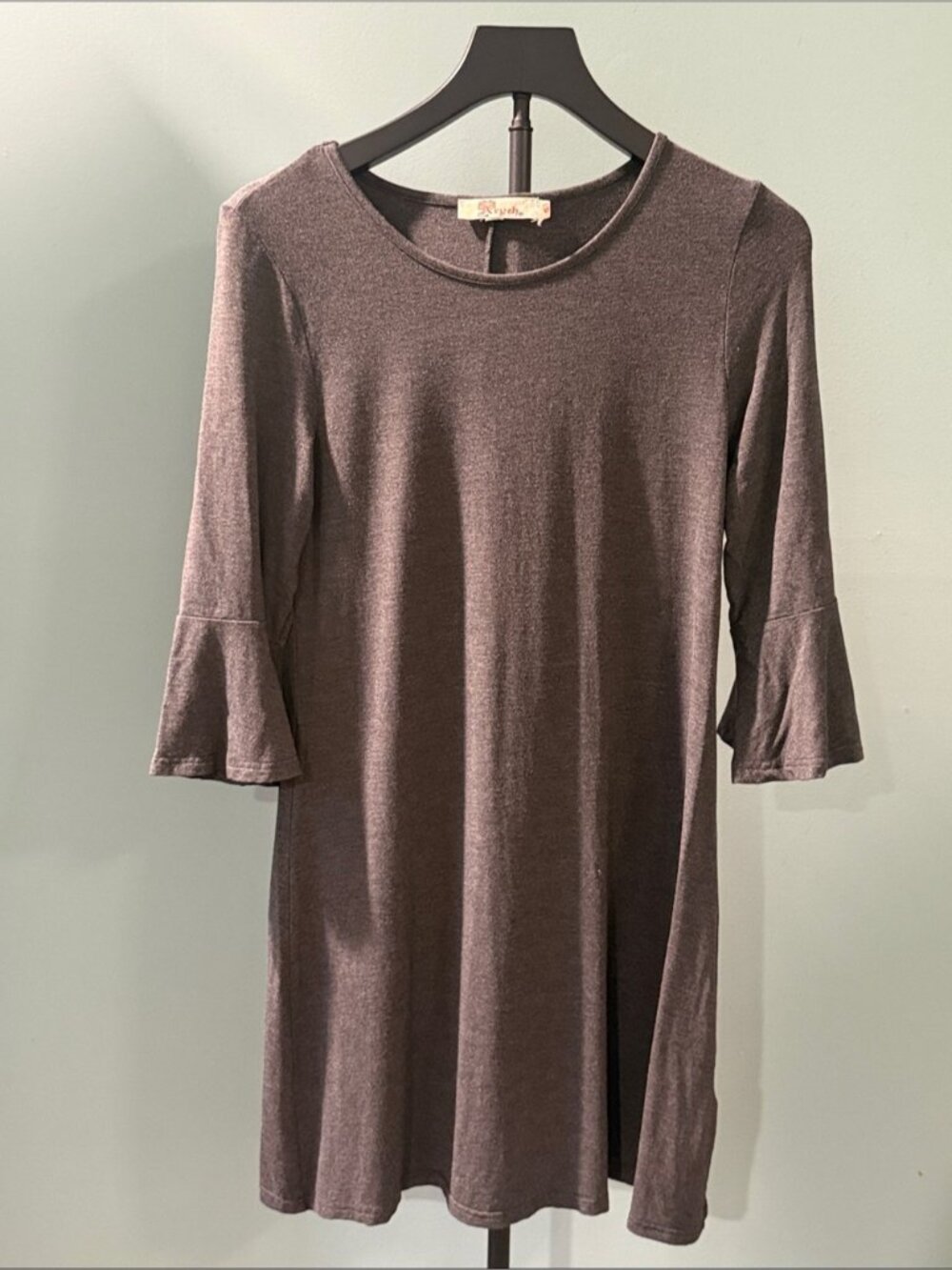 Aryeh Charcoal Gray Long-Sleeve Bell Cuff Dress